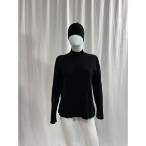 Athleta Black Cashmere Sweater & Beanie Set Size S